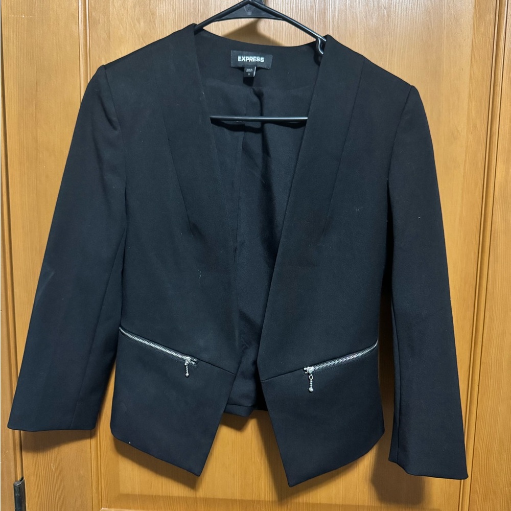Express Women's Black Blazer with Silver Accents